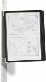 Rocholz Sichttafelhalter aus Metall mit Magnetbefestigung und 5 schwarzen Sichttafeln für die Wandmontage - Bild 1