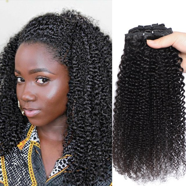 Dula A Hair Clip-In Haarverlängerungen Afro Kinky Locken, 8 Stück, 120g, Damen - Bild 1