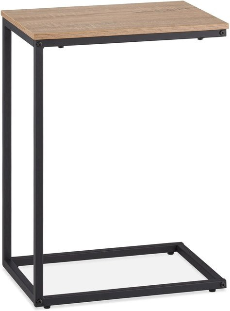 Relaxdays Beistelltisch in C-Form aus Stahl und MDF in Schwarz mit Holzoptik, B/T/H: 60 x 30 x 45 cm - Bild 1