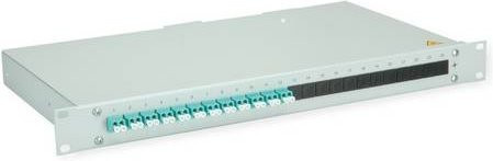 Telegärtner BASIS eco LWL-Panel mit Kupplungen und Pigtails, 12x LC Duplex, türkis, OM3, Grade C - Bild 1
