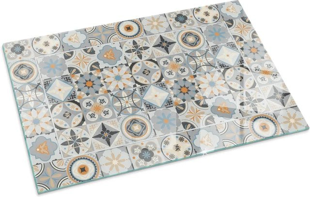 Tulup Kamin-Glasplatte mit Mosaikmuster in Grau, B: 100 cm, T: 70 cm - Bild 1