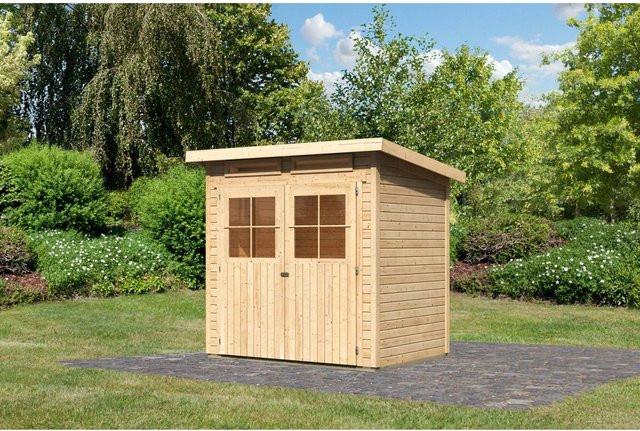 Karibu Holz-Gartenhaus Egersund Natur mit Pultdach und modernem Design, B/T/H: 199 x 152 x 220 cm - Bild 1