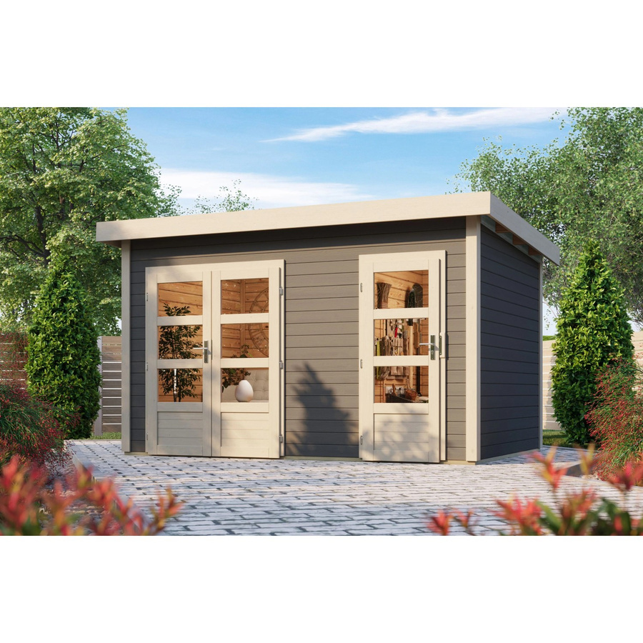 Karibu Holz-Gartenhaus Skanderbor in Terragrau mit Flachdach und modernem Design, B/T/H: 360 x 240 x 230 cm - Bild 2