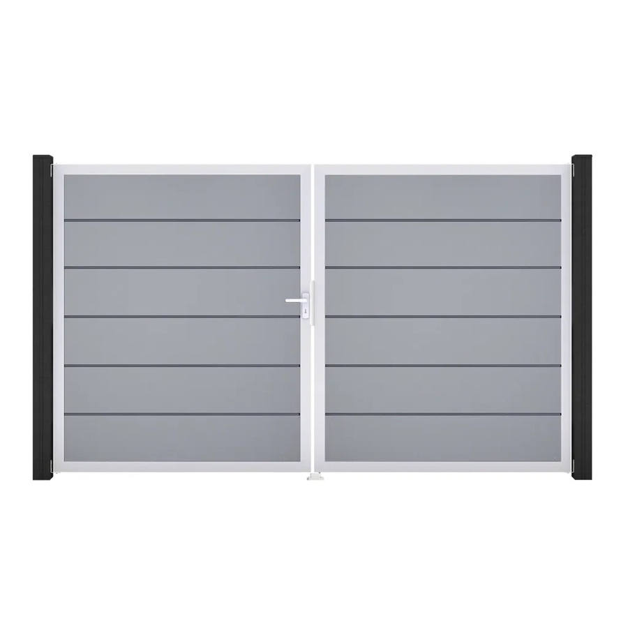 GroJa Tor Basicline Premium 2-flügelig Silbergrau EV1 B: 306 cm, H: 180 cm, DIN Links - Bild 2