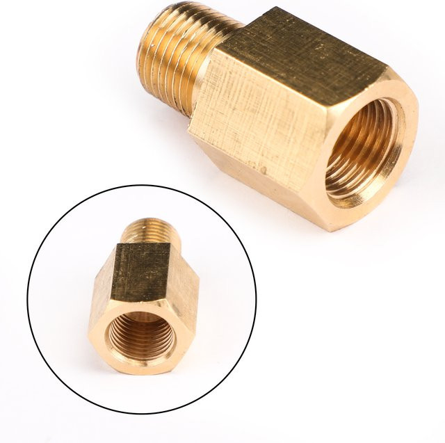 Artudatech Adapter 1/8 NPT Buchse auf 1/8 BSPT Stecker in Gold für Messgeräte und Sensorgewinde als Öldruckadapter - Bild 1