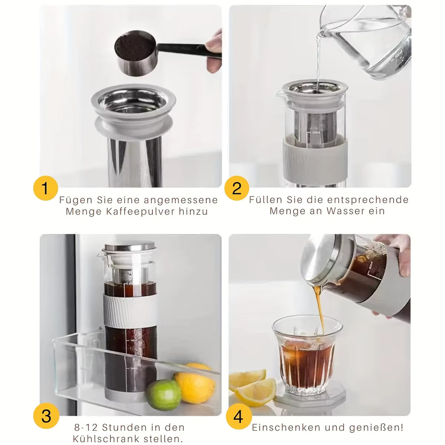 Leeseph Kaltbrüh-Kaffeemaschine mit Reinigungsbürste und 800ml Krug, Eistee-Krug in Transparent - Bild 2