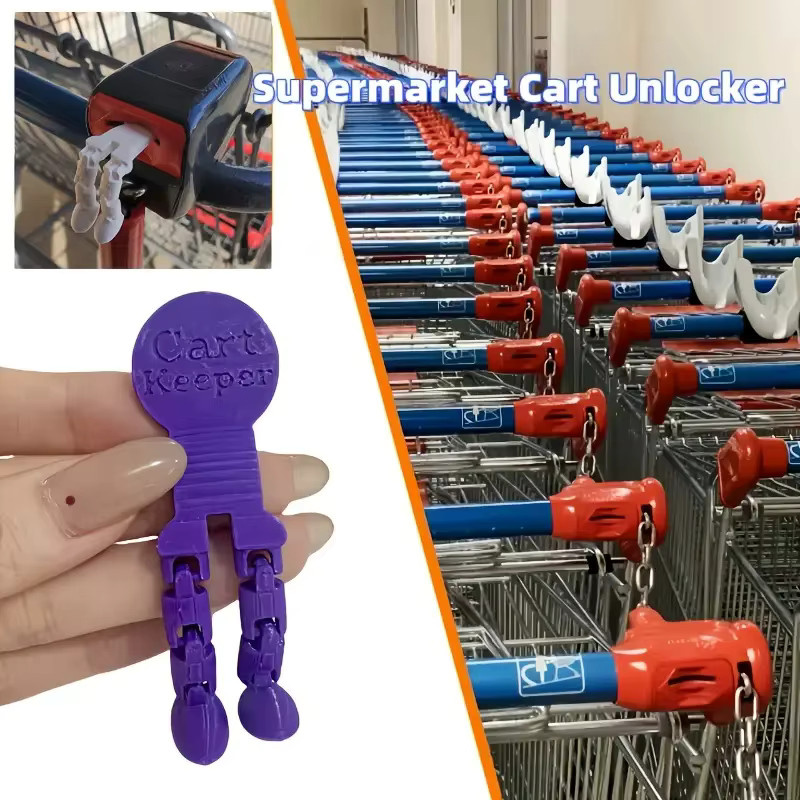 Kreativer Einkaufswagen-Schlüsselanhänger als Entriegelungswerkzeug und Wagen-Token aus Kunststoff in Grün - Bild 3