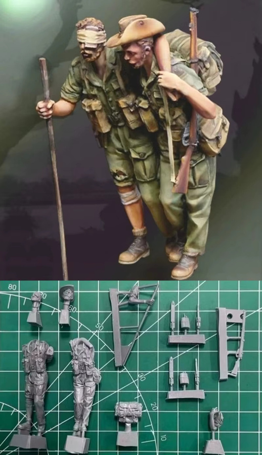 JIJIE Modellbausatz Soldat, 2-Figuren-Set, Maßstab 1:35, unmontiert und unbemalt - Bild 2