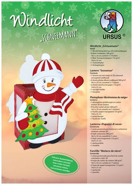 URSUS Windlicht Schneemann in Rot für die Weihnachtszeit - Bild 1