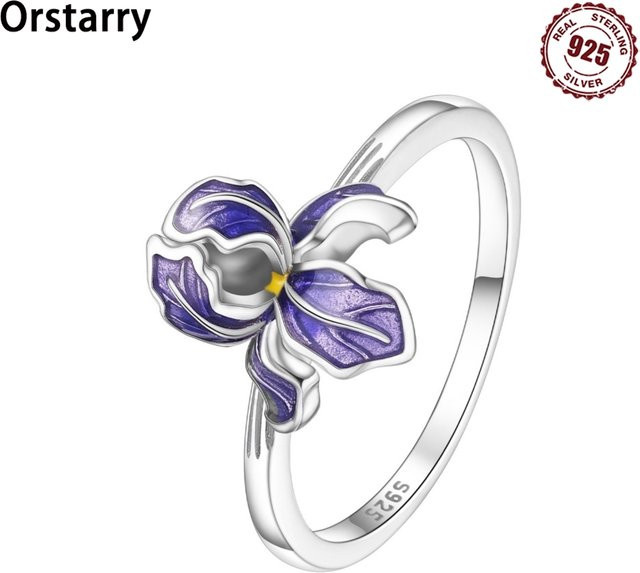 Orstarry Ring, 925 Silber, Lila Iris Blume, Damen - Bild 1