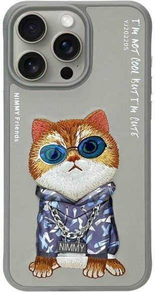 iPhone 15 Pro Max Handyhülle Nimmy mit Katze Motiv in Grau - Bild 1