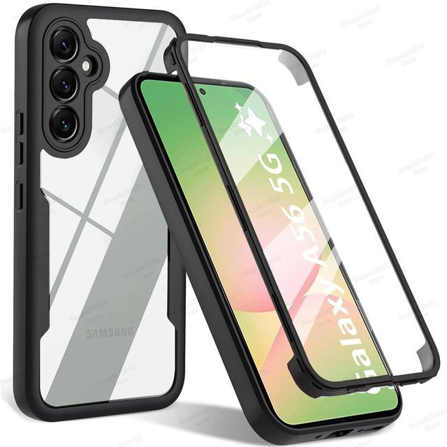 360° Vollschutzhülle für Samsung Galaxy A56 A36 A26 A55 A34 A54 A35 A25 A15 A53 A13 A14 A52 A16 Stoßfeste Displayschutzhülle in Transparent oder Schwarz - Bild 1