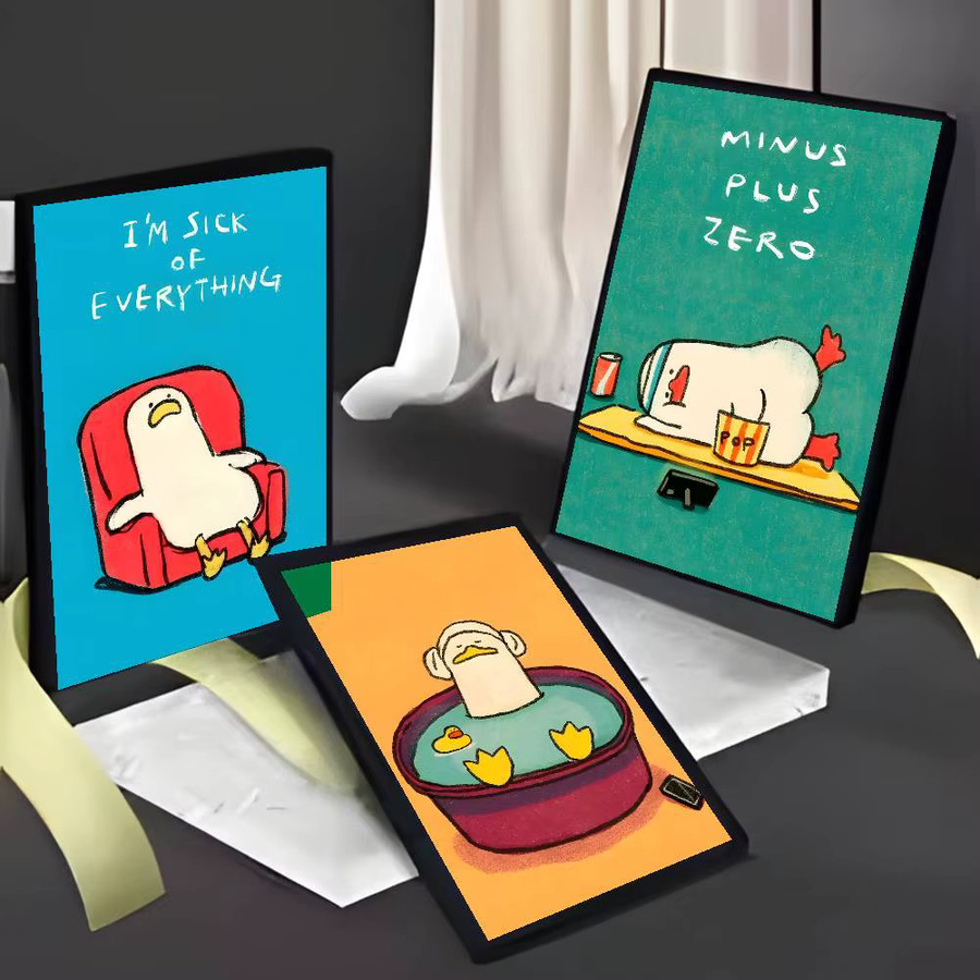 SSEBONG Süße Ente Illustration Poster HD Kunst Wanddeko für Wohnzimmer und Schlafzimmer - Bild 2