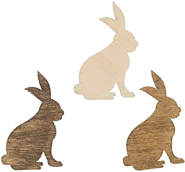 idee. Creativmarkt Streu Hase aus Holz in Natur und Braun, 12 Stück, Höhe: 4 cm - Bild 1