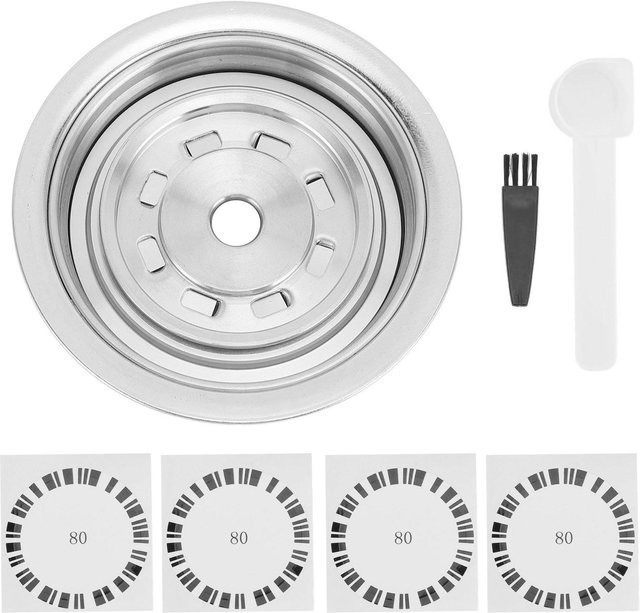 Kaffeekapseladapter aus Edelstahl für Delonghi in Weiß und Silber inklusive Aufklebern, Löffel und Bürste - Bild 1