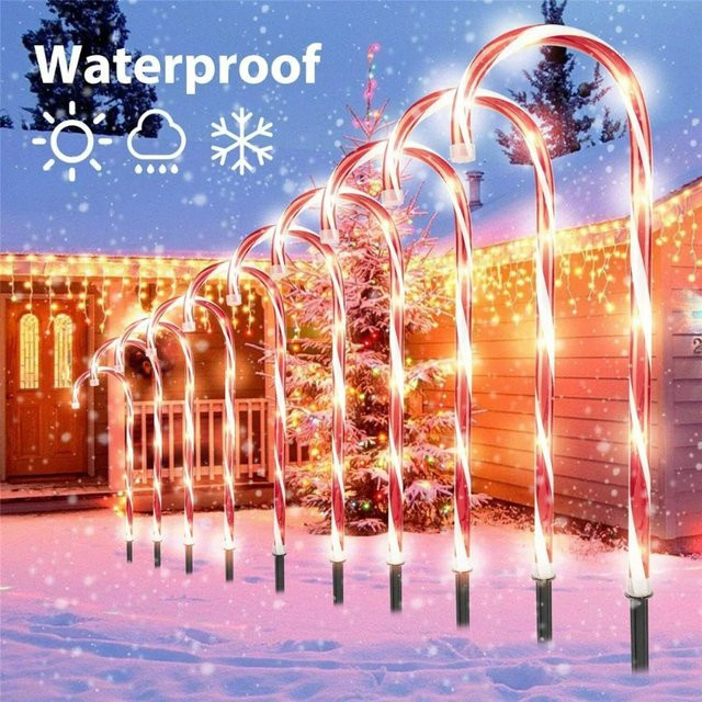 Feimefeiyou LED Solar Candy Cane Weihnachtsdekorationslicht in Rot, wasserdichte Solar-Gartenleuchte für die Weihnachtsdekoration im Freien - Bild 1