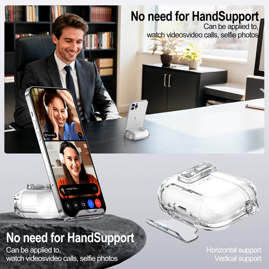 Transparente TPU-Schutzhülle für Apple AirPods Pro 2, AirPods 3 und AirPods 4 inklusive Schlüsselanhänger - Bild 3