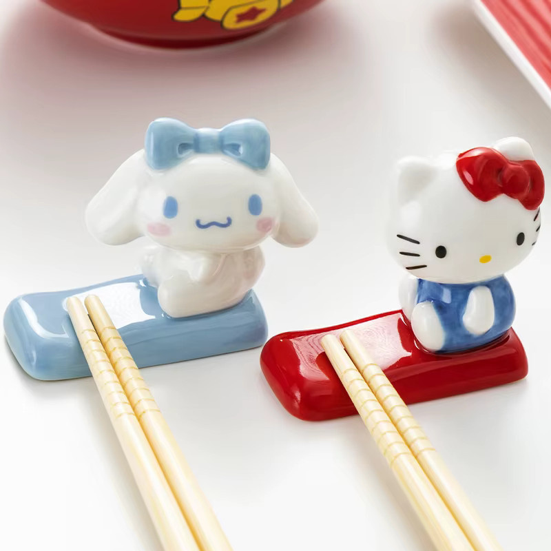 Sanrio Keramik-Stäbchenhalter mit Kawaii Motiven Pochacco Gudetama Keroppi als Besteckständer für Zuhause und Restaurant - Bild 1