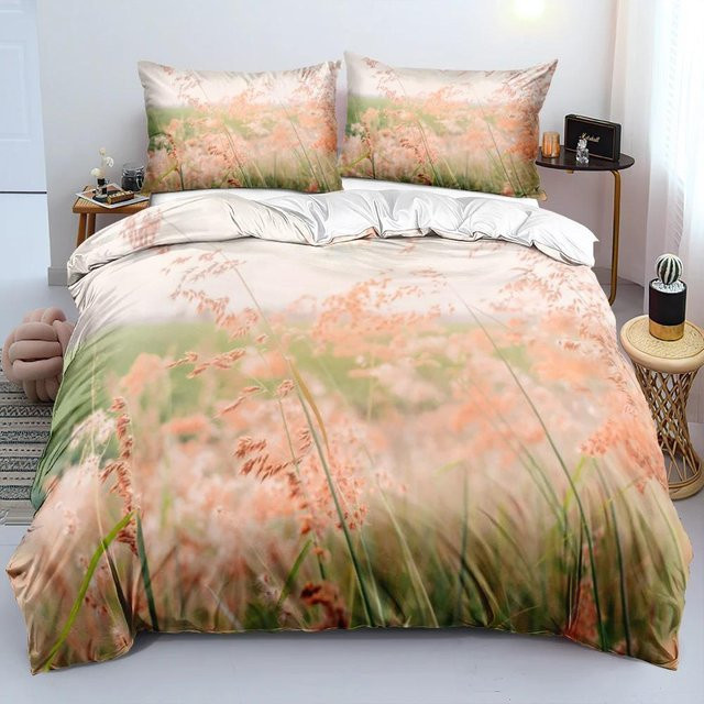 Bettwäsche-Set Your Warm Home mit Blumenmuster in Blau und Gold, bestehend aus Bettbezug und Kissenbezügen - Bild 1