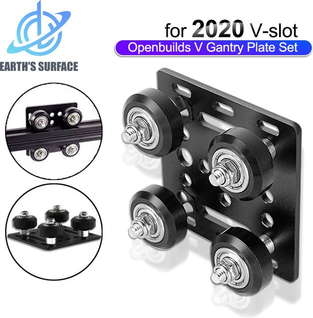 Openbuild V Gantry Plat Set Gleitplatten-Riemenscheibe für 3D-Drucker 2020 in Schwarz - Bild 1