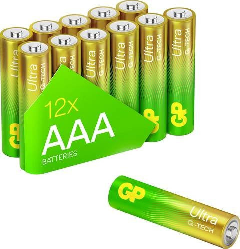 GP Ultra Micro AAA Alkali-Mangan Batterien 1,5V, 12 Stück, Gold - Bild 1