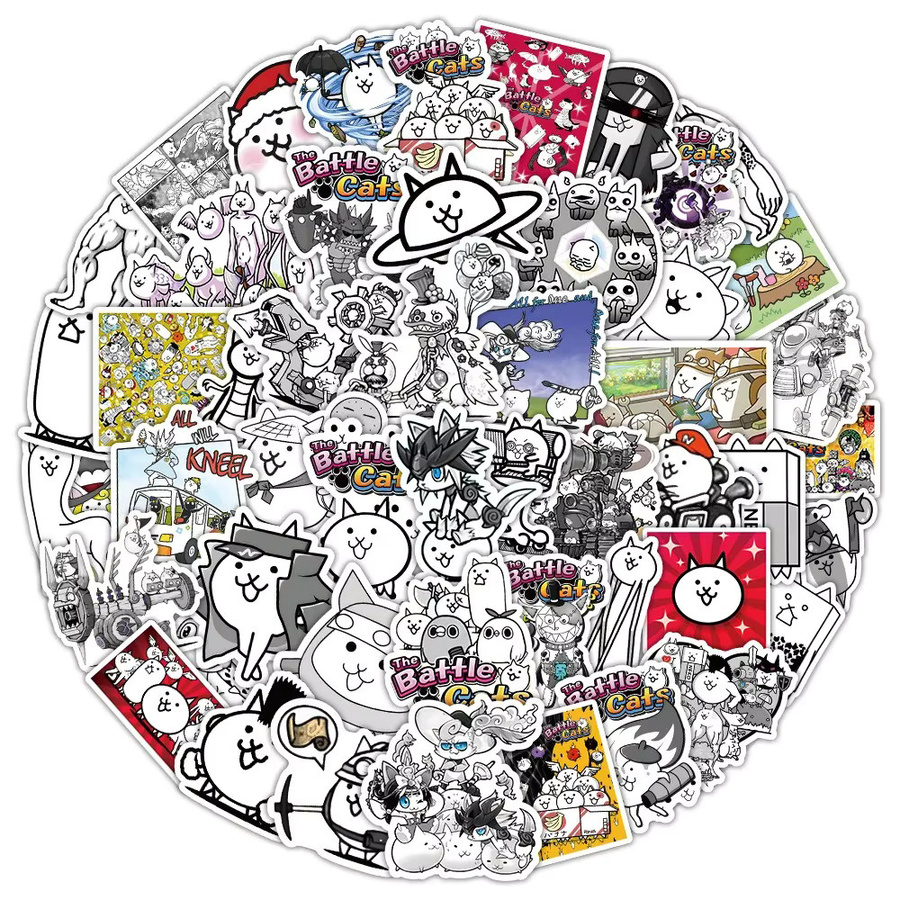 Kpustyle The Battle Cats Aufkleber Set mit lustigen Cartoon Katzen für Laptop, Telefon, Gitarre und Skateboard, Mehrfarbig - Bild 2