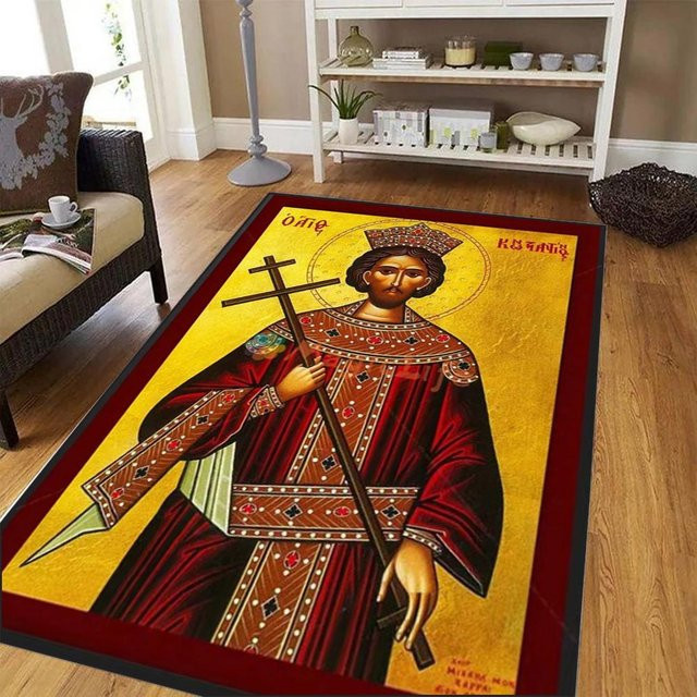 Lodestar Teppich mit religiösem Ikonenmuster in Multicolour, waschbar und rutschfest, B/H: 60 x 40 cm - Bild 1