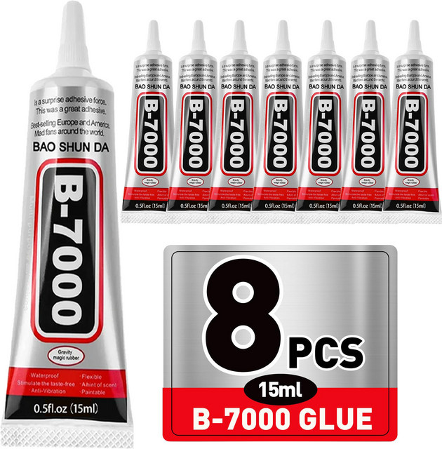 8er Set B7000 Kunstharzkleber, transparenter Universalkleber für Schmuck und Mobiltelefone, 15 g pro Stück - Bild 1
