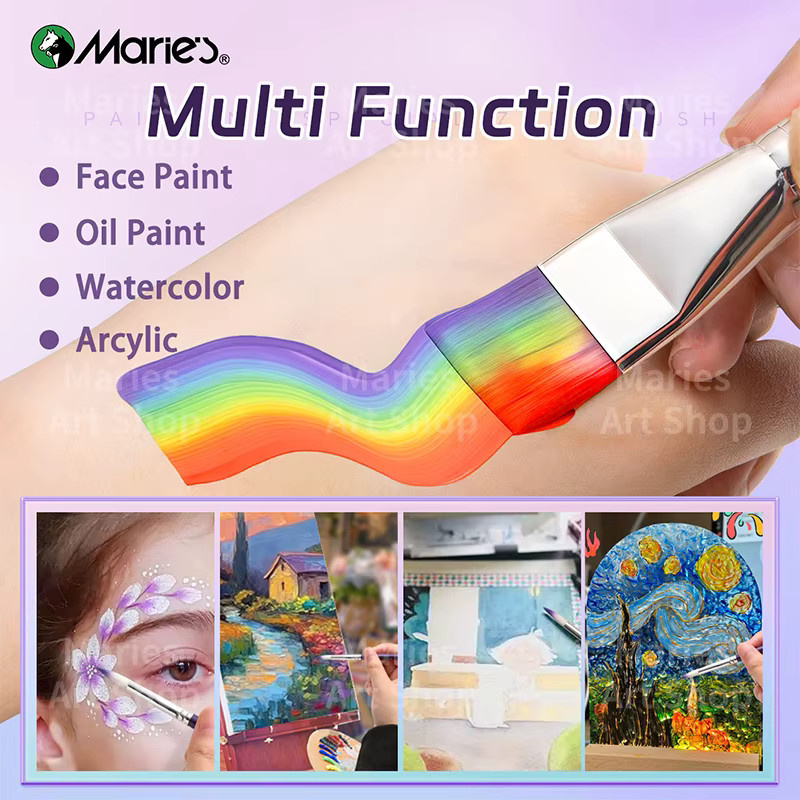 Marie's Pinselset mit Nylonhaar für Acrylmalerei, Gouache und Basteln, 3 Stück - Bild 3