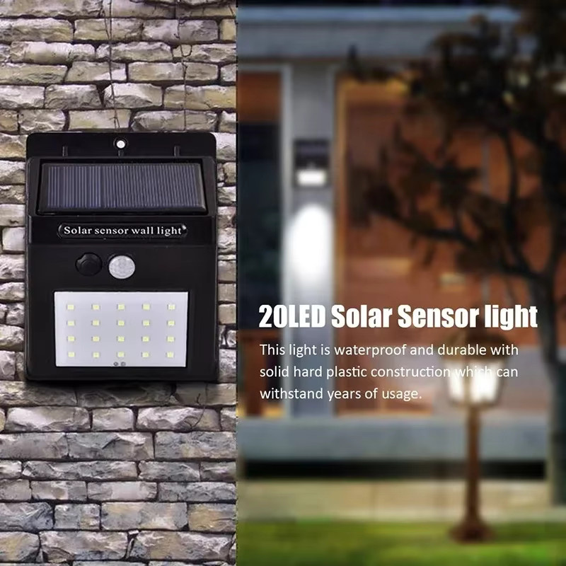 Heinast Solar-Wandleuchte mit 20 LED und PIR-Bewegungsmelder, IP65 wasserdichte Außenleuchte in Schwarz für Garten und Außenbereich - Bild 3