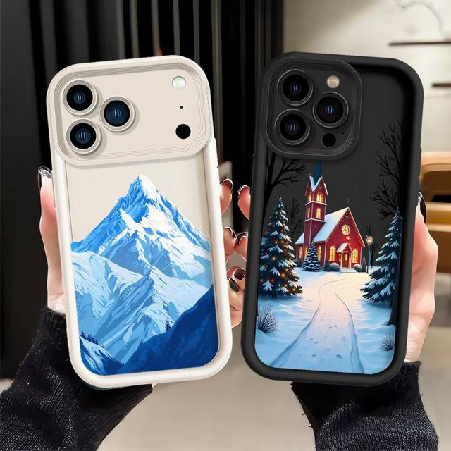 Weiche TPU-Schutzhülle mit Winterschnee-Weihnachtsmotiv für Apple iPhone 15 Pro Max, 14, 13, 12, 11 und 16 Serie in Multicolour - Bild 1