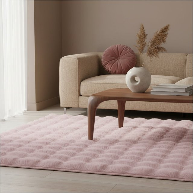 Waschbarer Hochflor-Teppich Kadima Design in Rosa, einfarbig, B: 160 cm, T: 230 cm - Bild 1