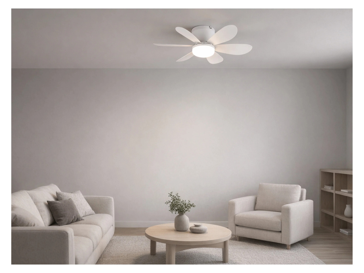 LED Deckenventilator Lund von Reality Leuchten in Weiß matt mit Fernbedienung, dimmbar und Timer - Bild 2