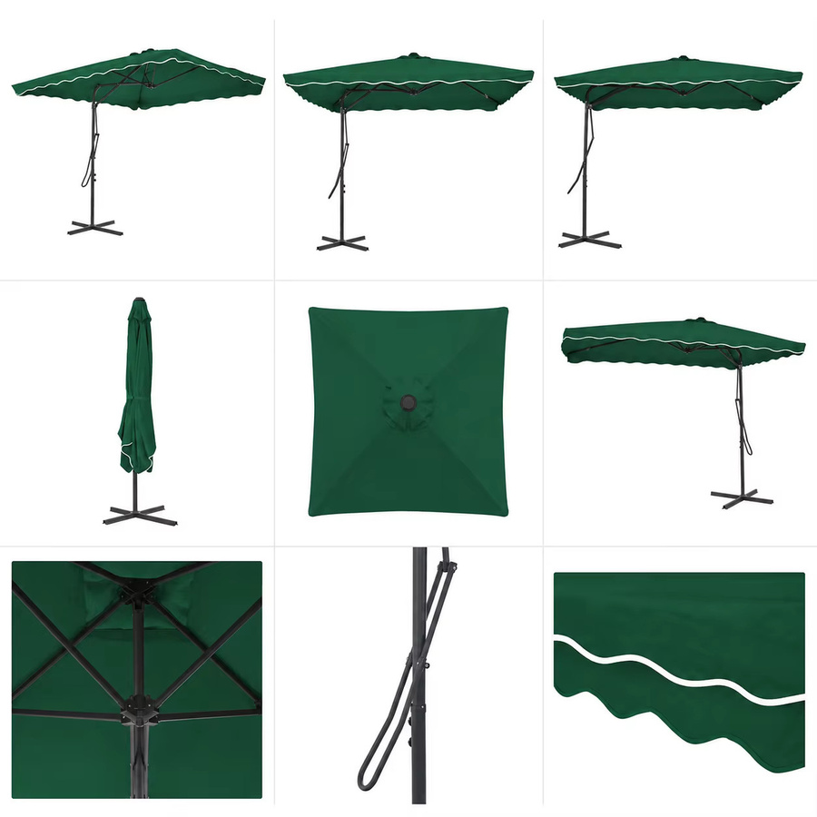 Großer quadratischer Terrassenschirm mit grünem Stahlmast, B/B/H: 250 x 250 x 250 cm - Bild 5