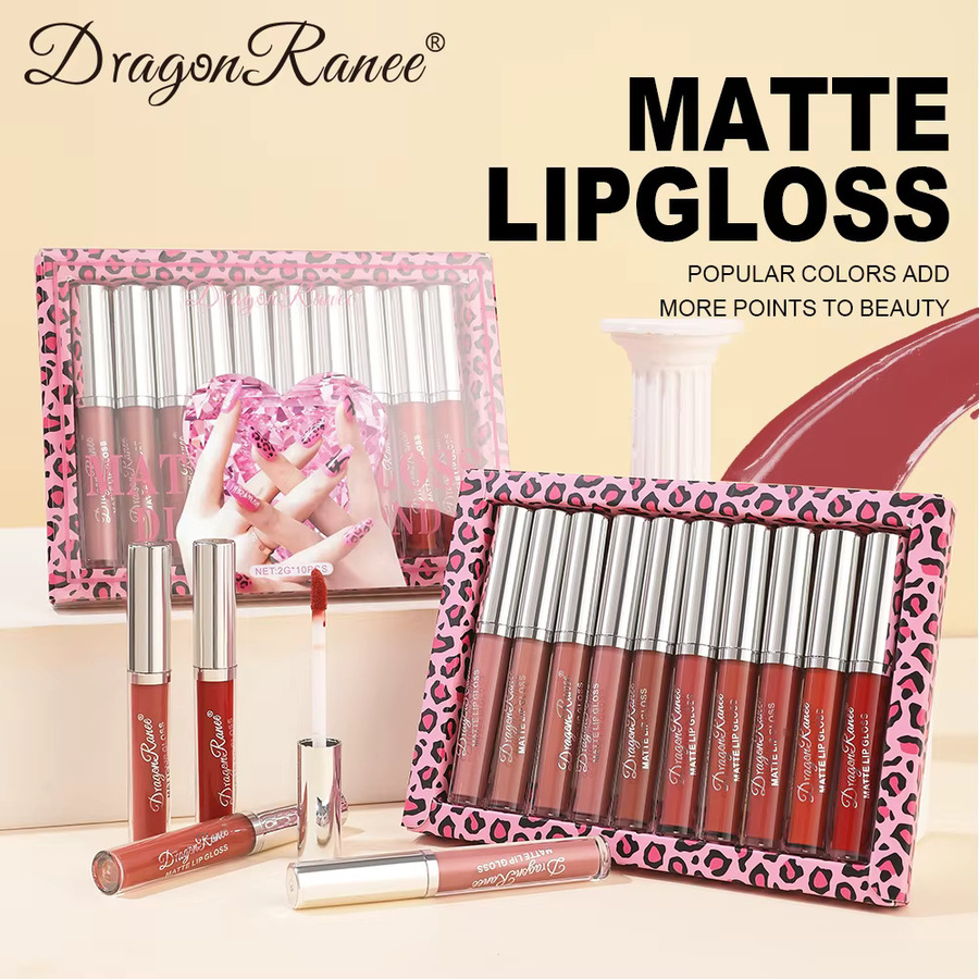 Dragon Ranee Lipgloss-Set, 10 Stück, Nude, Matt, Unisex - Bild 3