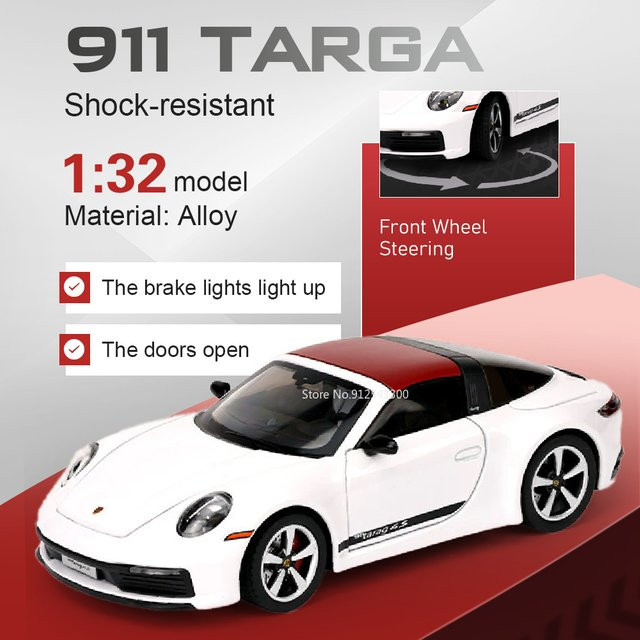 RMZ city 911 TARGA GT3RS Modellauto, 1:32 Maßstab, mit Aluminiumkarosserie und Gummireifen - Bild 1