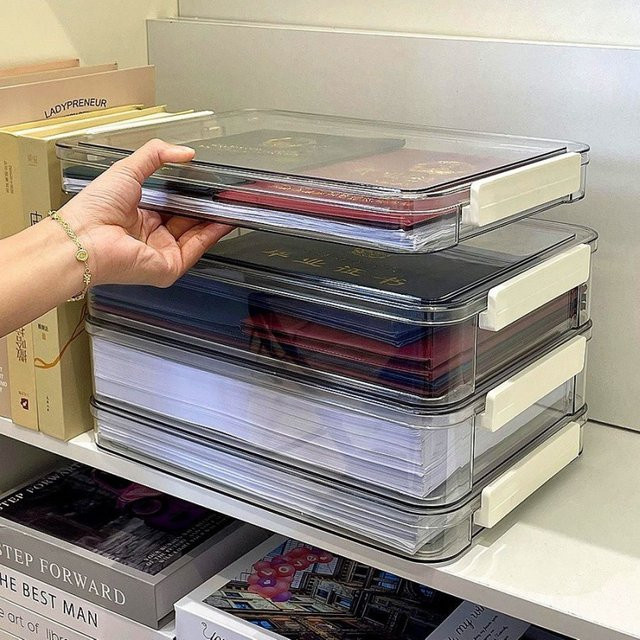 Transparente Akten-Sortierbox aus Kunststoff für A4-Dokumente und Zertifikate - Bild 1