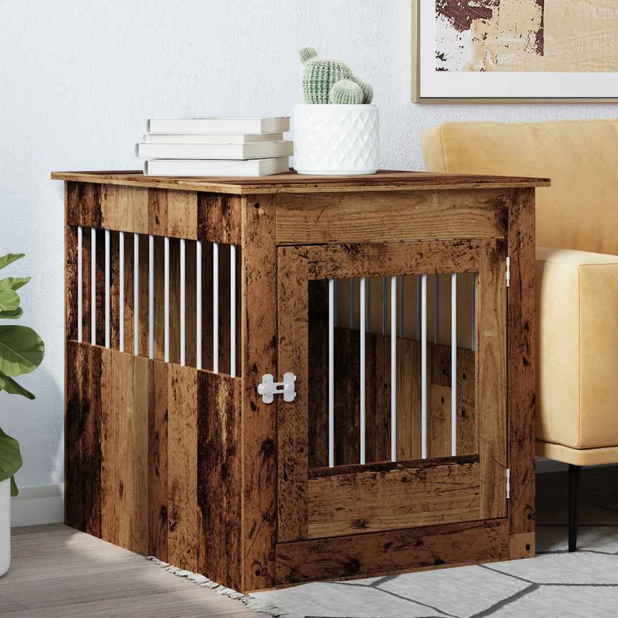 vidaXL Hundekäfig im Möbelstil in Altholz-Optik, Farbe: Braun, B/T/H: 64,5 x 80 x 71 cm - Bild 6