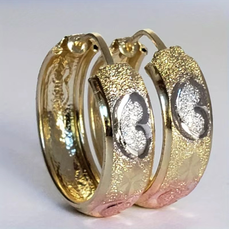Creolen Futz, Herzmuster, Bicolor, Gold, Damen - Bild 2