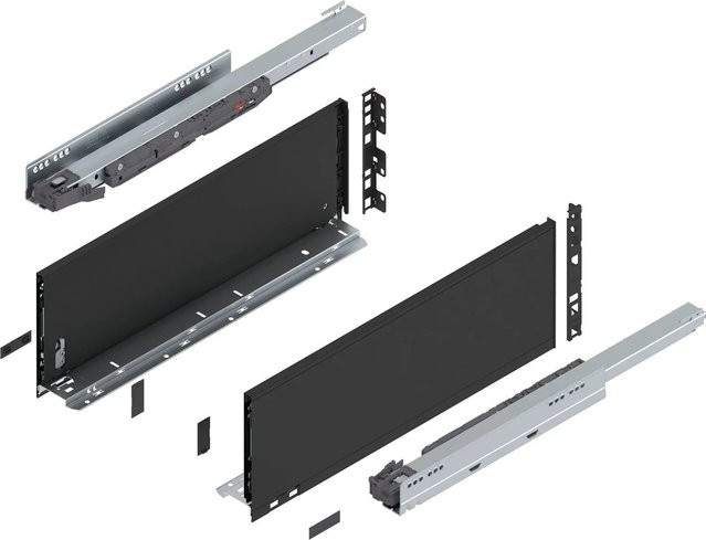 Blum Legrabox Pure Set Schubladensystem mit Blumotion Soft-Close, Nennlänge: 500 mm, Tragkraft: 40 kg, Farbe: Carbonschwarz matt - Bild 1