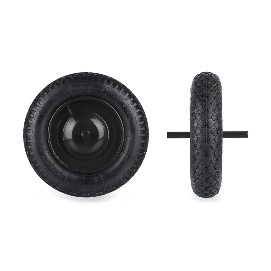 Relaxdays Schubkarrenrad 3.50-8 aus Gummi und Stahl in Schwarz, luftbereift mit fester Achse, Durchmesser: 36 cm, Breite: 8,5 cm - Bild 2