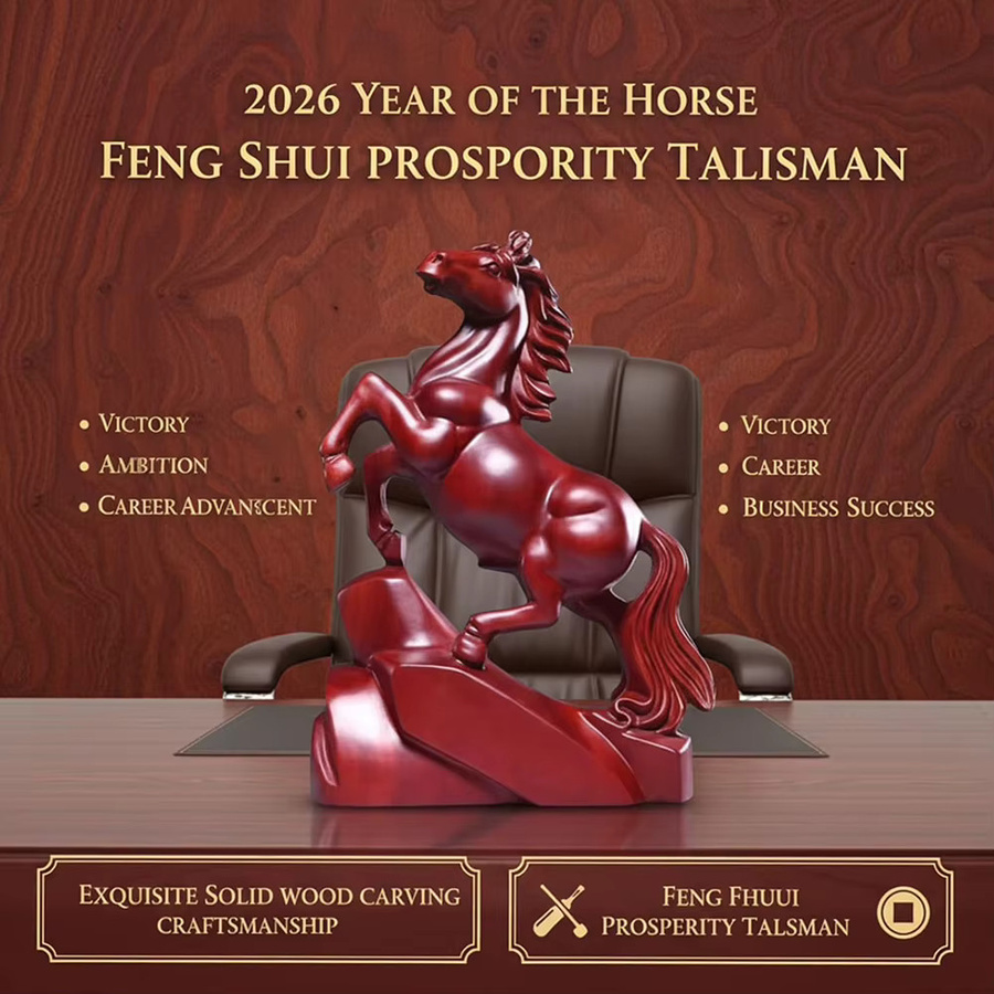 DOORSACCERY Pferd-Statue 2026 Sternzeichen als chinesische Neujahrsdekoration in Schwarz - Bild 3