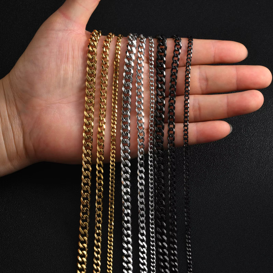 Vnox Halskette Cuban Link, Edelstahl, Gold, Herren - Bild 3