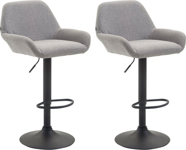 CLP 2er Set Barhocker Braga mit Stoffbezug und Lehne in Schwarz und Grau - Bild 1