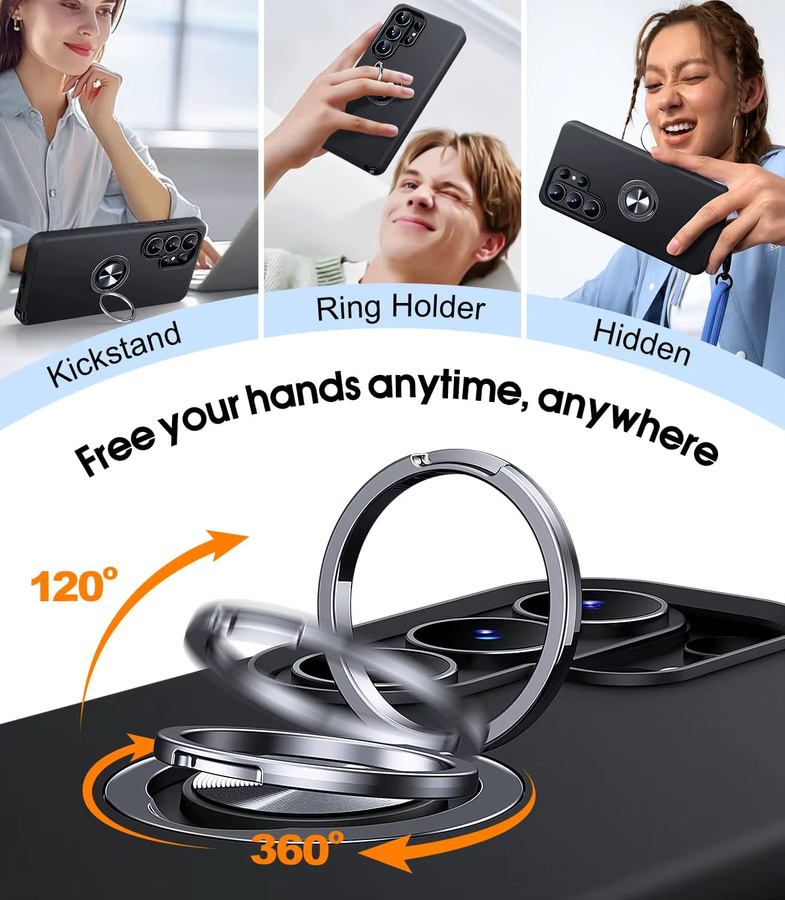 Stoßfeste zweilagige Metallring-Schutzhülle für Samsung Galaxy S26 Ultra, S26 Plus und S26 in Schwarz - Bild 3
