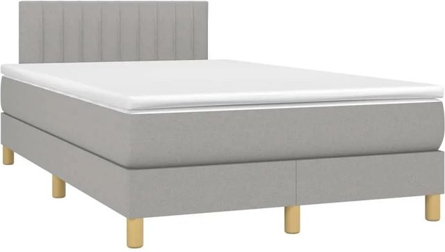 vidaXL Boxspringbett mit Matratze in Hellgrau, Hybridbett mit LED-Unterbettbeleuchtung und USB-Ladeport, B/T: 120 x 200 cm - Bild 1