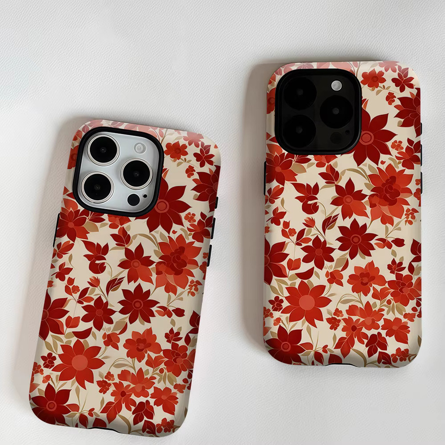 Potdemiel Aurea Case Matte Bumper MagSafe kompatible iPhone Hülle mit rotem Blumen Vintage Design - Bild 5