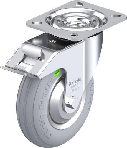 Blickle Lenkrolle L-VW 125R-FI-SG-FA mit Feststeller, grau, verzinkter Stahl, Rad-Durchmesser: 125 mm, Tragfähigkeit: 50 kg - Bild 1
