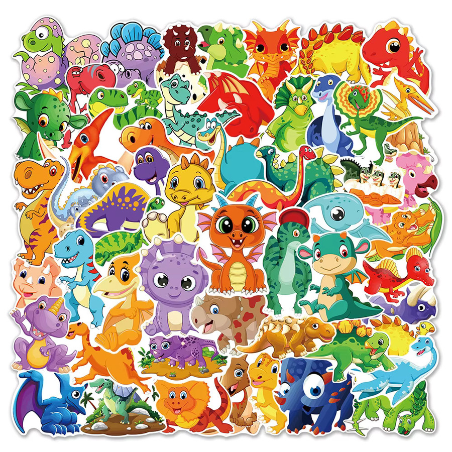 Bandai Dinosaurier-Cartoon-Aufkleber, multicolor, 10-teiliges Set - Bild 1