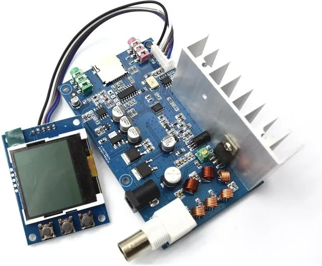 Cmaos DIY-Bausatz Stereo PLL FM-Sender-Set mit LCD-Anzeige, einstellbarer Frequenz und Lautstärke, Blau, 76-108 MHz - Bild 1